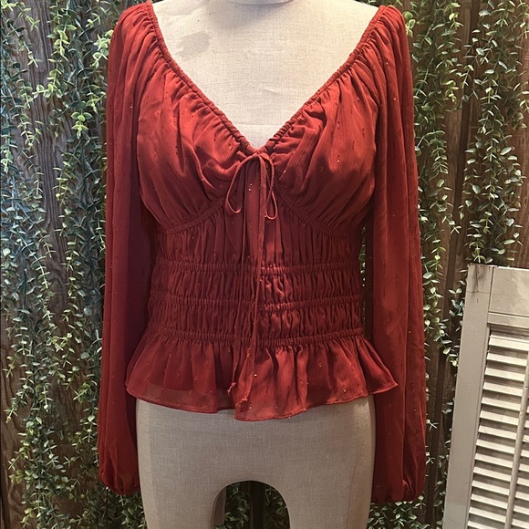 Express Tops - EXPRESS Rust Ruched Women's Top